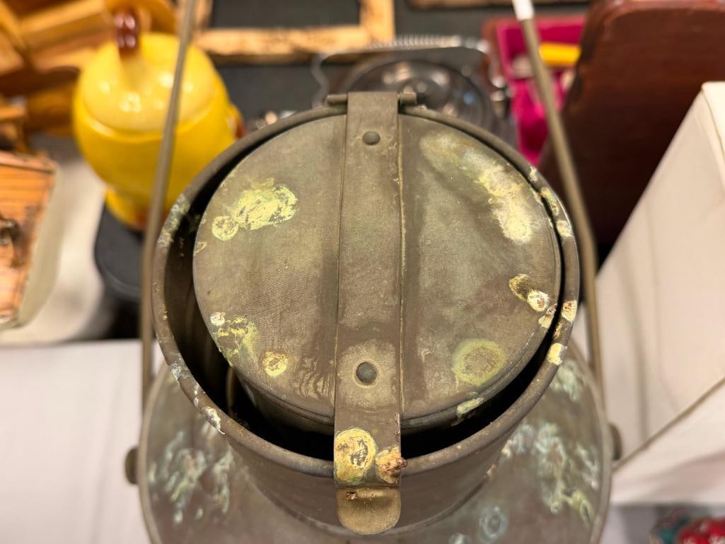 LARGE BRASS NAUTICAL / MARITIME SHIPS LANTERN WITH CLEAR GLASS GLOBE - 5