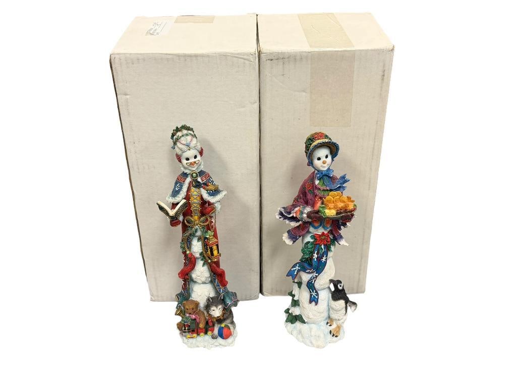 2002 / 2003 LENOX HOLIDAY FIGURINES PENCIL SNOWMAN COLLECTION WINTER HARMONY AND WINTER'S LADY (1 of 17)
