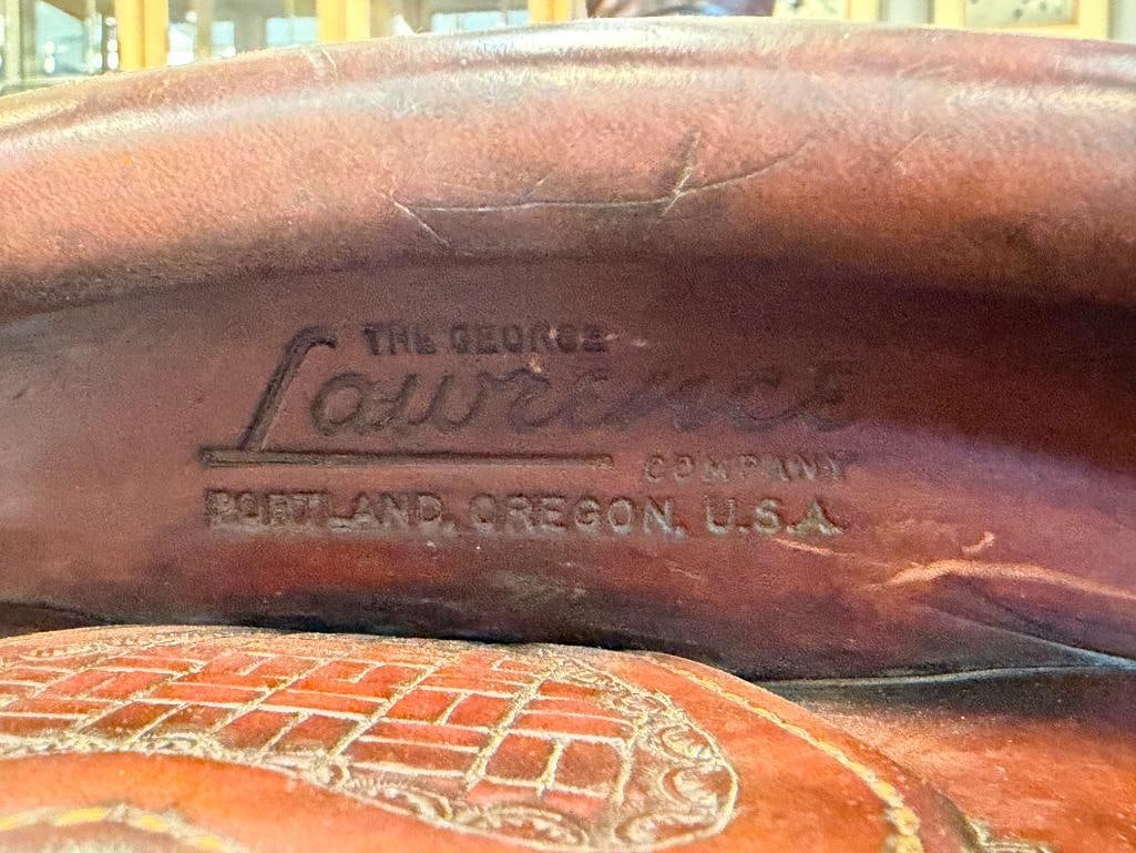 THE GEORGE LAWRENCE COMPANY LEATHER HORSE RIDING LEATHER SADDLE - 10