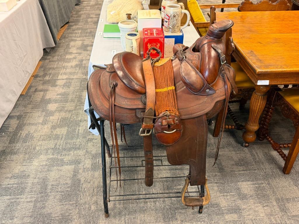 THE GEORGE LAWRENCE COMPANY LEATHER HORSE RIDING LEATHER SADDLE - 2
