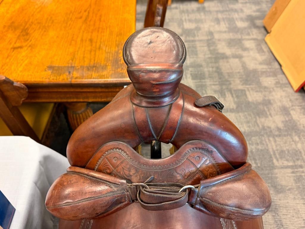THE GEORGE LAWRENCE COMPANY LEATHER HORSE RIDING LEATHER SADDLE - 3