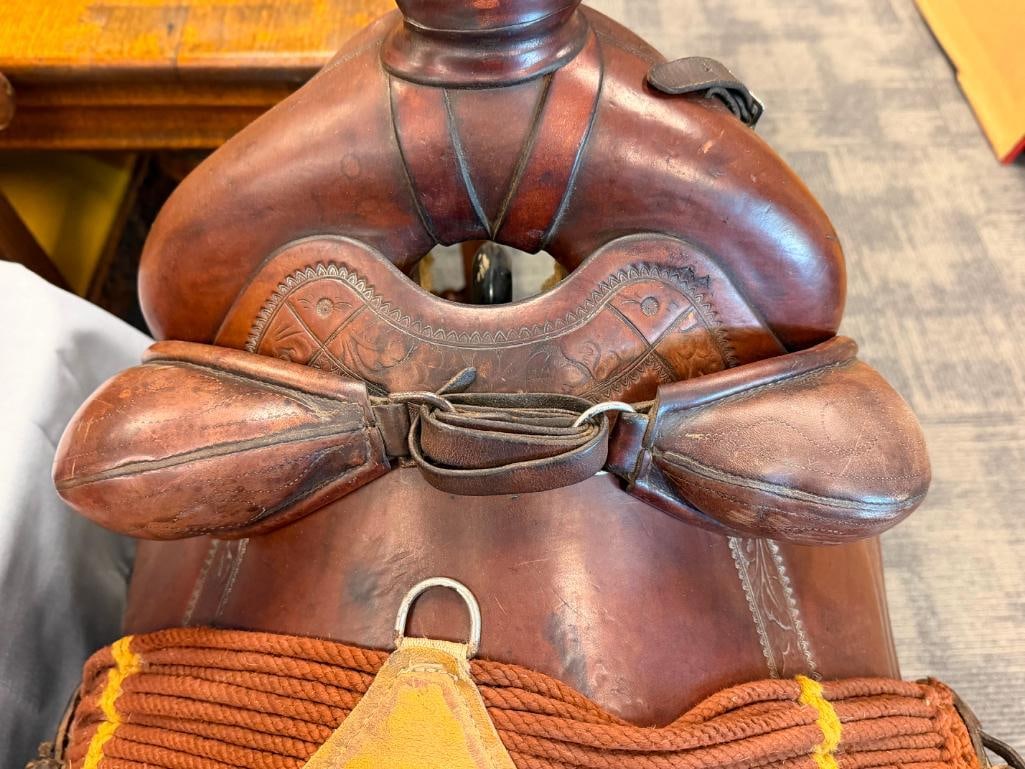 THE GEORGE LAWRENCE COMPANY LEATHER HORSE RIDING LEATHER SADDLE - 4