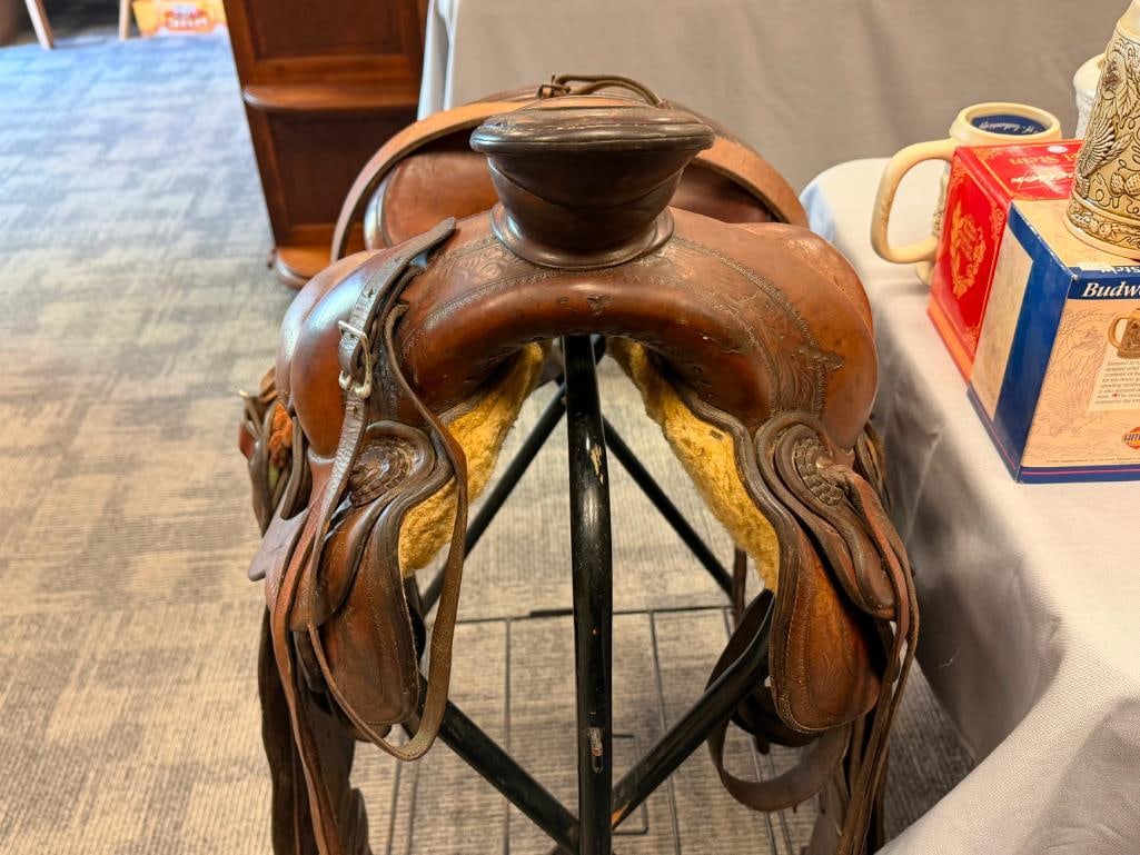 THE GEORGE LAWRENCE COMPANY LEATHER HORSE RIDING LEATHER SADDLE - 5