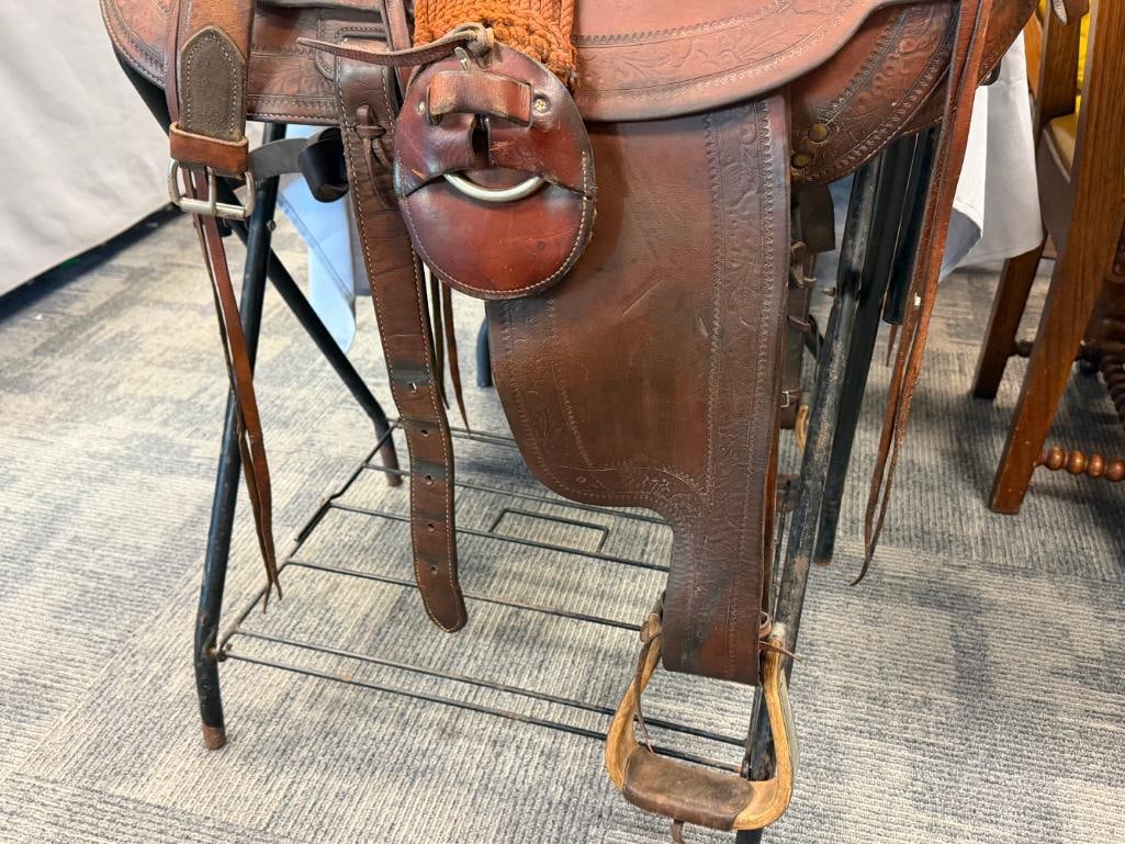 THE GEORGE LAWRENCE COMPANY LEATHER HORSE RIDING LEATHER SADDLE - 6
