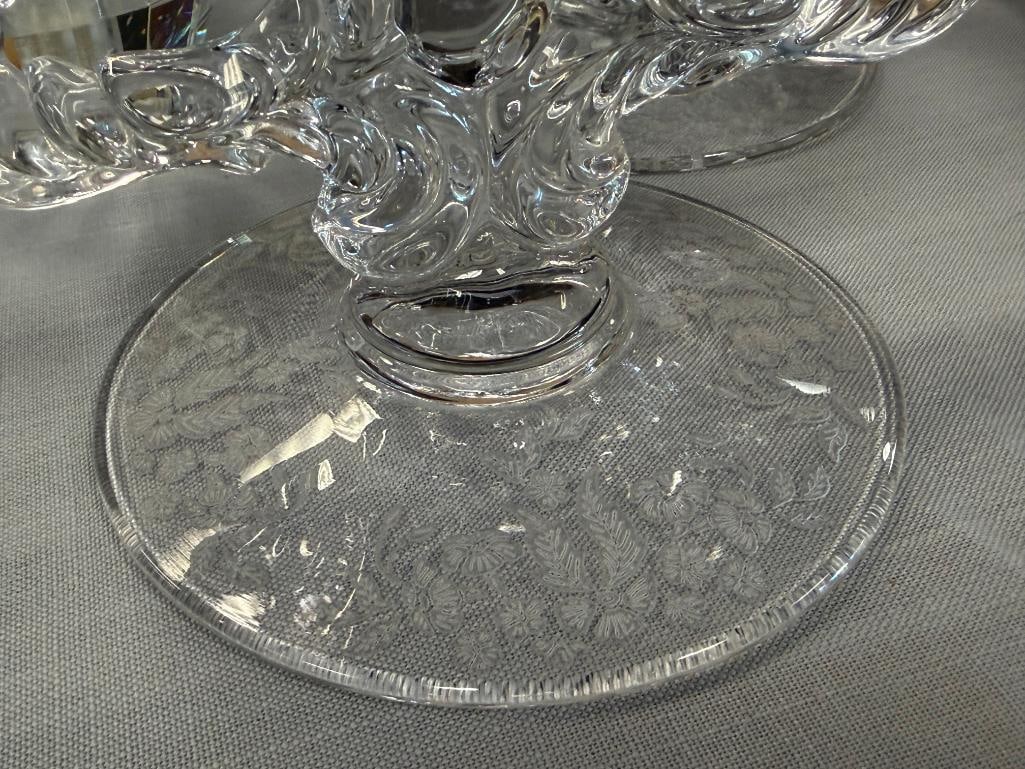 PAIR OF VINTAGE EAPG EARLY AMERICAN PRESSED GLASS DOUBLE CANDLESTICK HOLDERS - 4