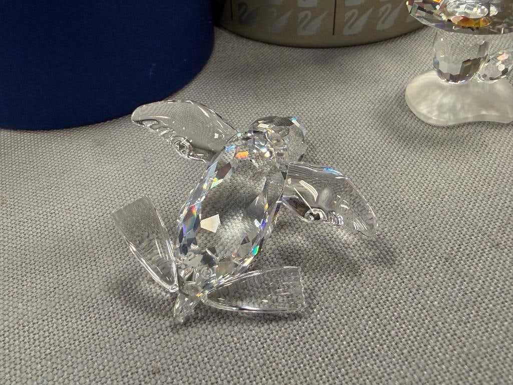 SWAROVSKI CRYSTAL FACETED FIGURINES BABY SEA LION AND MUSHROOMS 7661NR004 / 7472NR030 - 7