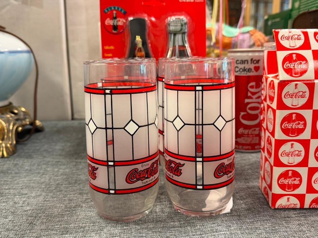 COCA-COLA COLLECTIBLES DRINKING GLASSES, TRAVEL CUPS WITH STRAWS, PEN, POLAR BEAR FIGURINES - 3