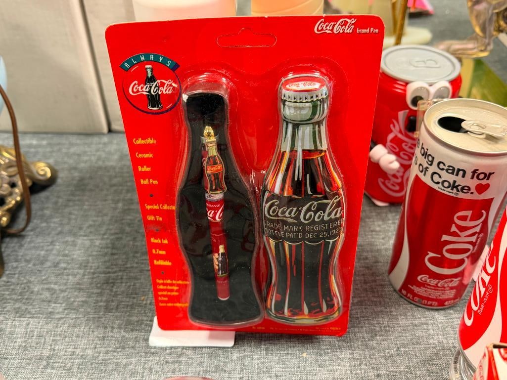 COCA-COLA COLLECTIBLES DRINKING GLASSES, TRAVEL CUPS WITH STRAWS, PEN, POLAR BEAR FIGURINES - 7