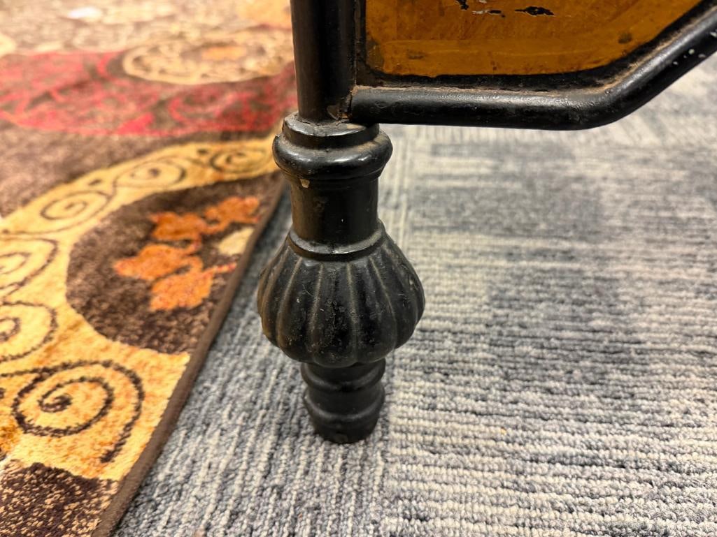 VINTAGE ART DECO PERIOD IRON AND SHEET METAL TWIN HEADBOARD AND FOOTBOARD WITH SPRING BASE - 5