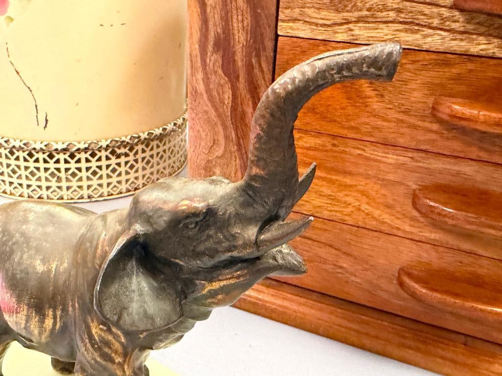PAIR OF VINTAGE BRASS TONED CAST METAL ELEPHANT FIGURAL BOOKENDS - 4