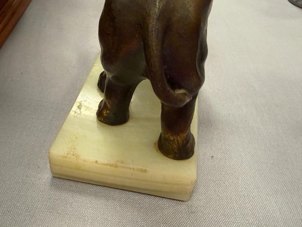 PAIR OF VINTAGE BRASS TONED CAST METAL ELEPHANT FIGURAL BOOKENDS - 6