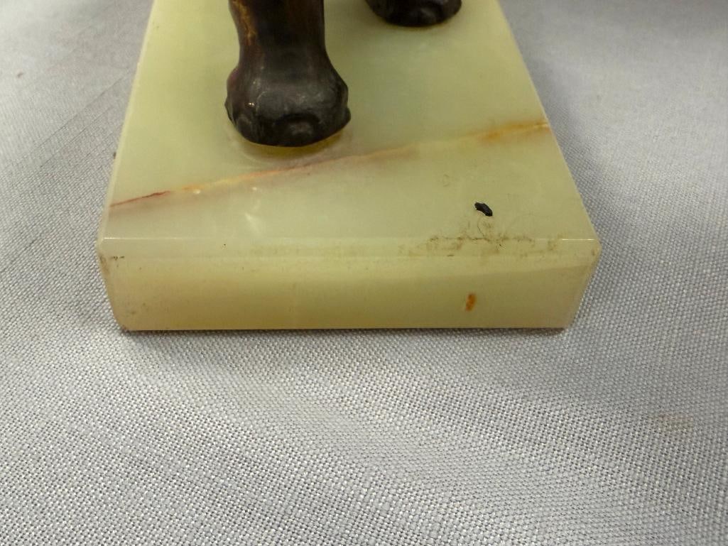 PAIR OF VINTAGE BRASS TONED CAST METAL ELEPHANT FIGURAL BOOKENDS - 7