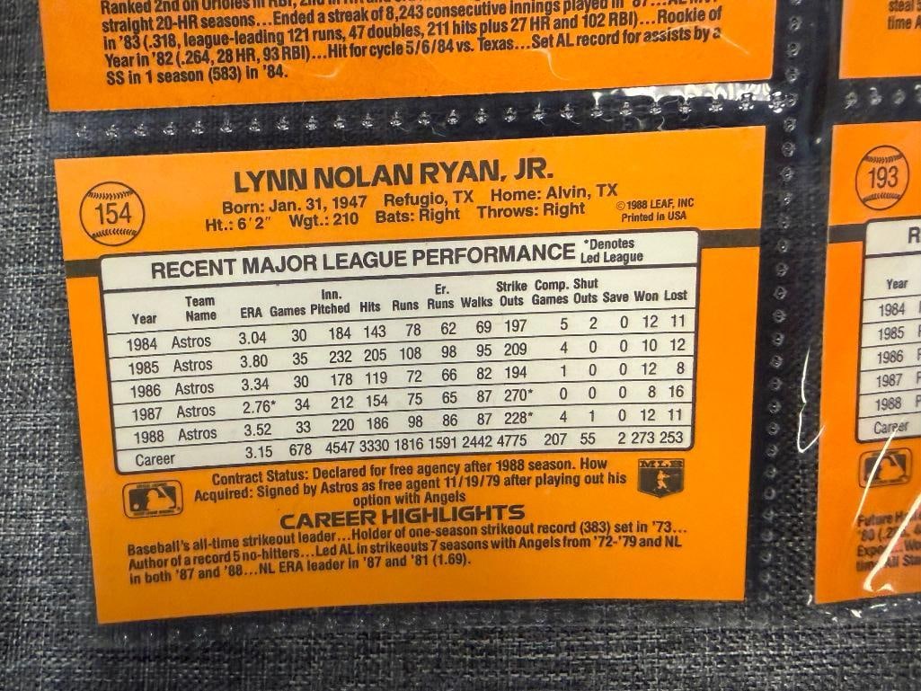 1988 LEAF BASEBALL CARDS HALL OF FAMERS CARLTON FISK, DAVE WINFIELD, NOLAN RYAN, MIKE SCHMIDT - 8