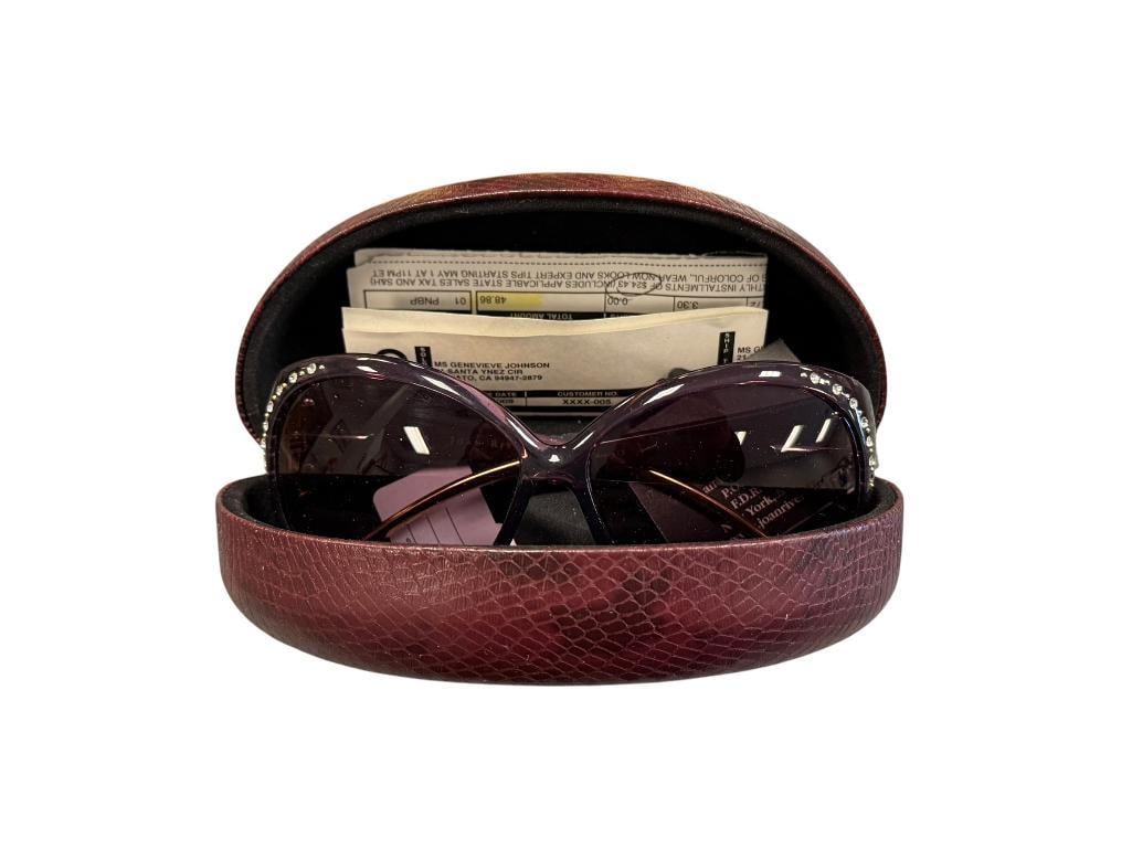 JOAN RIVERS CLASSIC COLLECTION SNAKESKIN BEWJEWELED SUNGLASSES WITH HARDSHELL CASE (1 of 10)