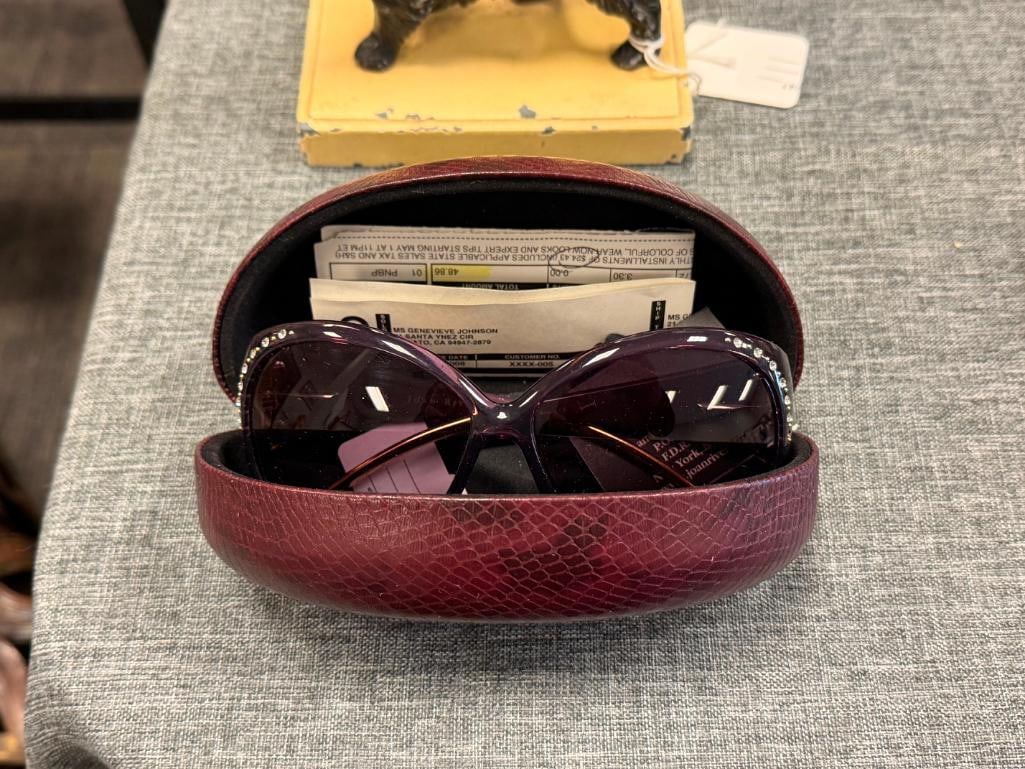 JOAN RIVERS CLASSIC COLLECTION SNAKESKIN BEWJEWELED SUNGLASSES WITH HARDSHELL CASE - 2