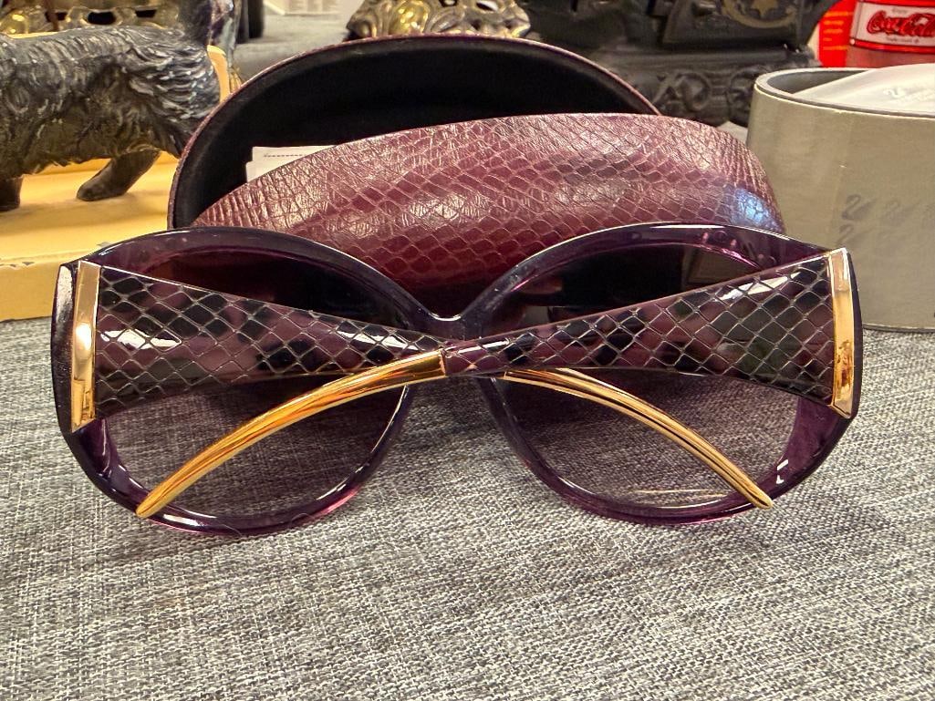 JOAN RIVERS CLASSIC COLLECTION SNAKESKIN BEWJEWELED SUNGLASSES WITH HARDSHELL CASE - 3