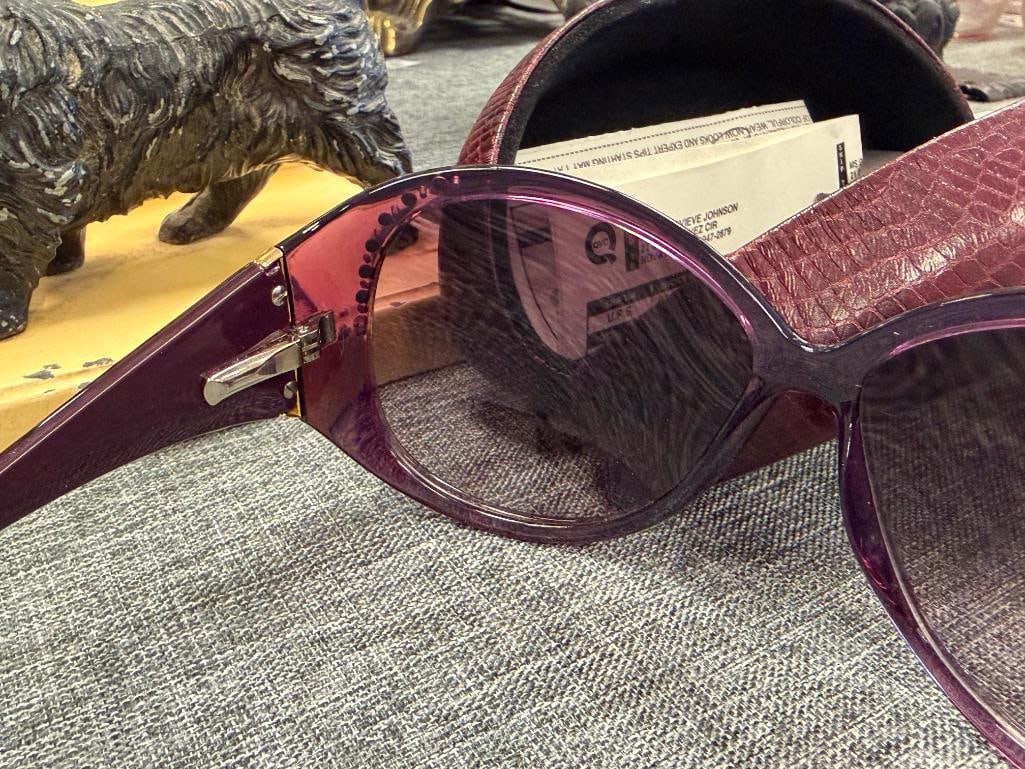JOAN RIVERS CLASSIC COLLECTION SNAKESKIN BEWJEWELED SUNGLASSES WITH HARDSHELL CASE - 5