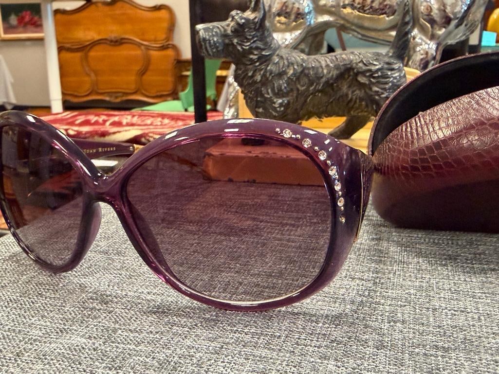 JOAN RIVERS CLASSIC COLLECTION SNAKESKIN BEWJEWELED SUNGLASSES WITH HARDSHELL CASE - 7