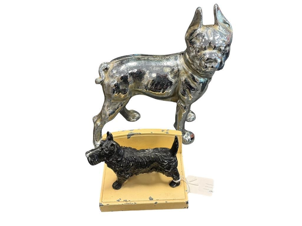 VINTAGE CAST METAL CHROME FINISH BOSTON TERRIER AND GREIST POT METAL SCOTTISH TERRIER BOOKEND (1 of 11)