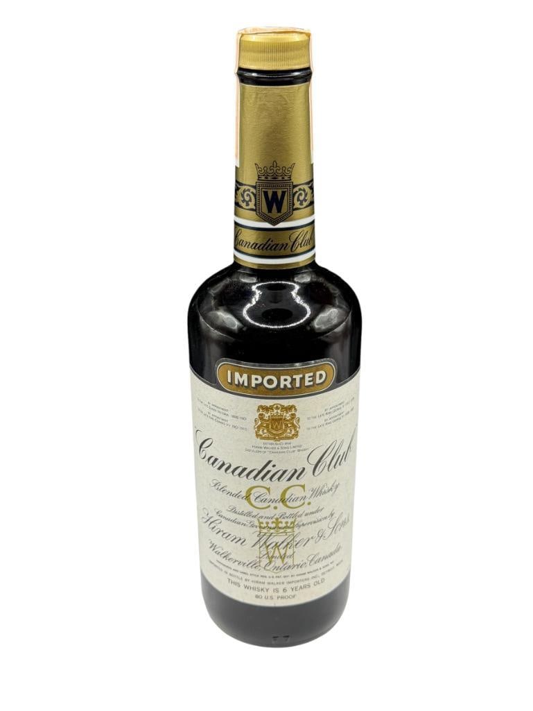 VINTAGE SEALED BOTTLE 1979 CANADIAN CLUB BLENDED CANADIAN WHISKEY: BOTTLED AT SIX YEARS OLD, 80 PROOF, SEALED, MUST BE 21+ TO BID AND PURCHASE ITEM, ID CHECK REQUIRED, NOT FOR RESALE, FOR CONSUMPTION ONLY, SHIPPING NOT AVAILABLE 750ML