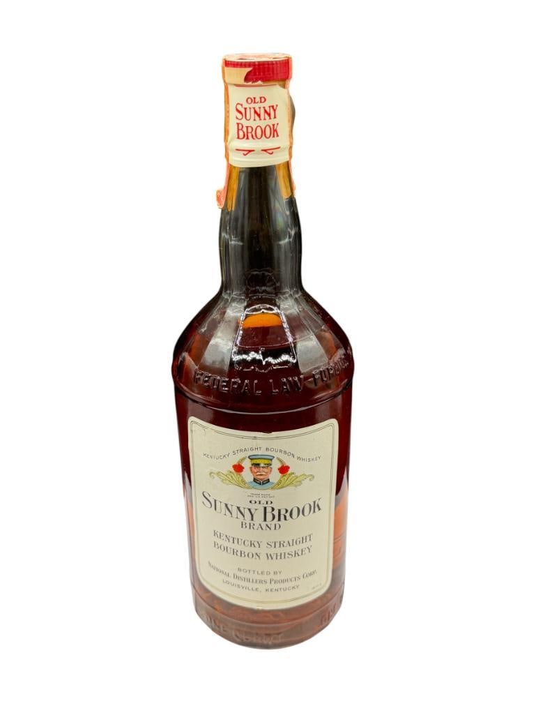 VINTAGE SEALED BOTTLE OLD SUNNY BROOK BRAND KENTUCKY STRAIGHT BOURBON WHISKEY: BOTTLED IN LOUISVILLE, KENTUCKY, SEALED, 93 PROOF, BOTTLED AT FOUR YEARS OLD, MUST BE 21+ TO BID AND PURCHASE ITEM, ID CHECK REQUIRED, NOT FOR RESALE, FOR CONSUMPTION ONLY, SHIPPING NOT AVAILABLE 1 QT