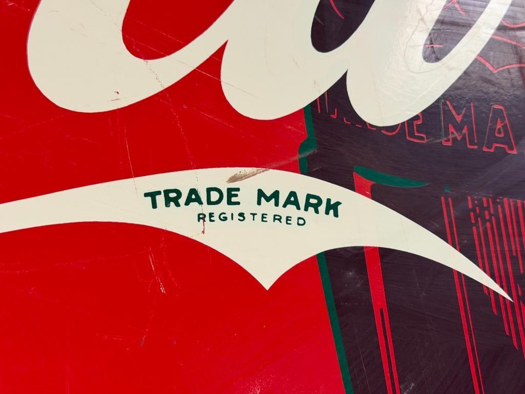 1990'S LARGE COCA COLA CLASSIC RED AND WHITE CIRCULAR METAL SIGN CLASSIC SODA BOTTLE GRAPHIC - 4