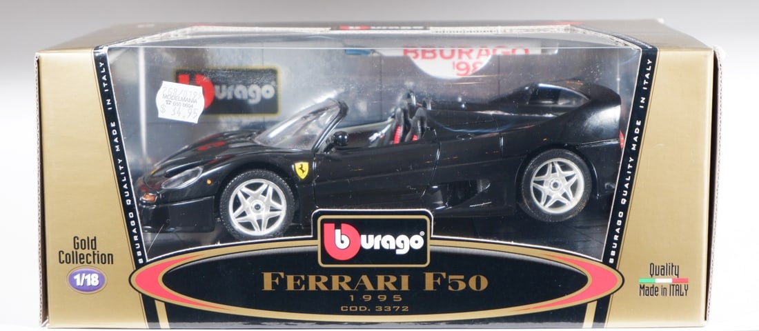 FERRARI: A Bburago 'Gold Collection' 1:18 scale 1995 Ferrari F50 open top (cod.3372) in black (1 of 2)