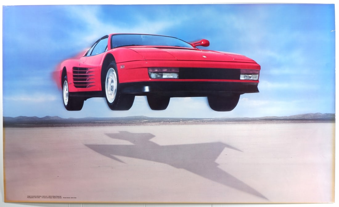FERRARI: Three posters featuring images of the 1980's Ferrari Testarossa. Pininfarina poster (1 of 3)