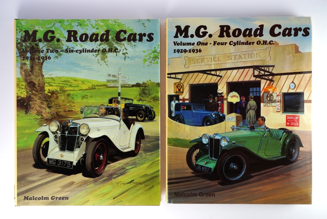 M.G: Volume One and Volume Two of 'M.G. Road Cars' hardcover books by Malcolm Green (1 of 3)
