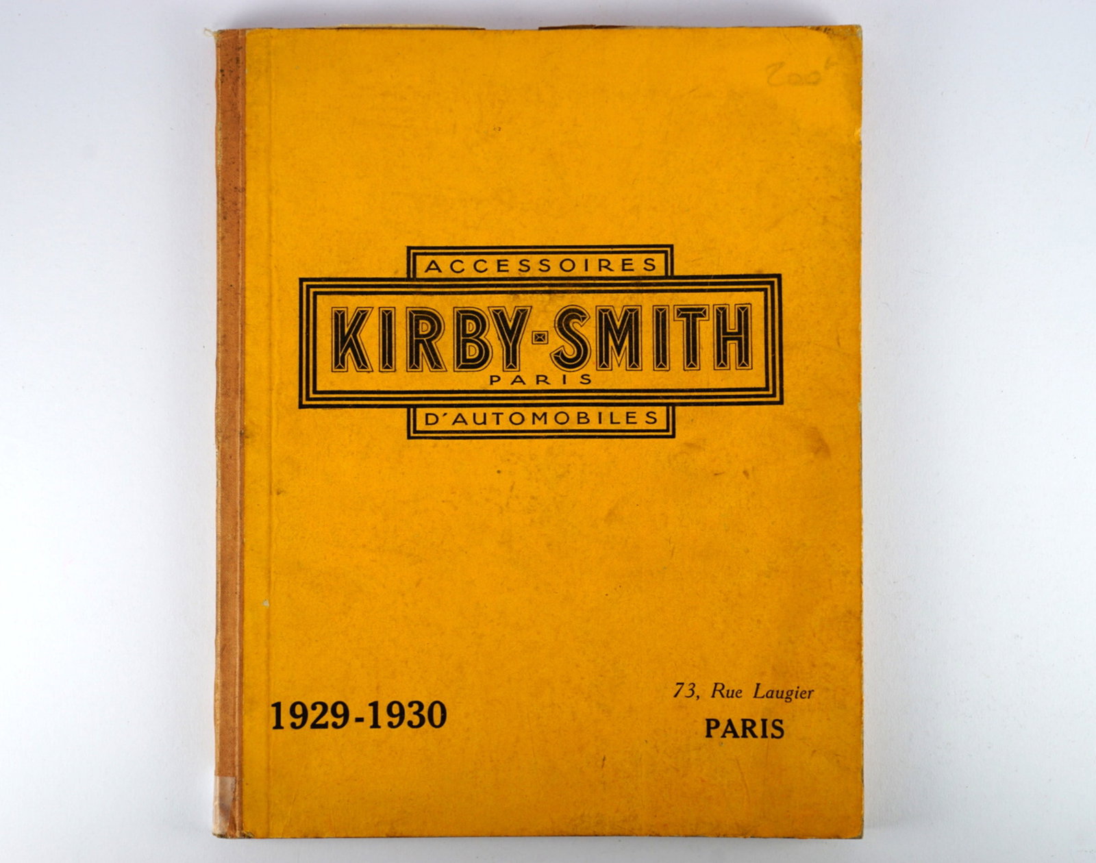 VINTAGE FRENCH CATALOGUE: A 1929-1930 'ACCESSORIES KIRBY-SMITH PARIS D'AUTOMOBILES' catalogue: VINTAGE FRENCH CATALOGUE: A 1929-1930 'ACCESSORIES KIRBY-SMITH PARIS D'AUTOMOBILES' product catalogue, yellow carded covers, 164 pages, lists a myriad of products including carburettors, horns, mascot