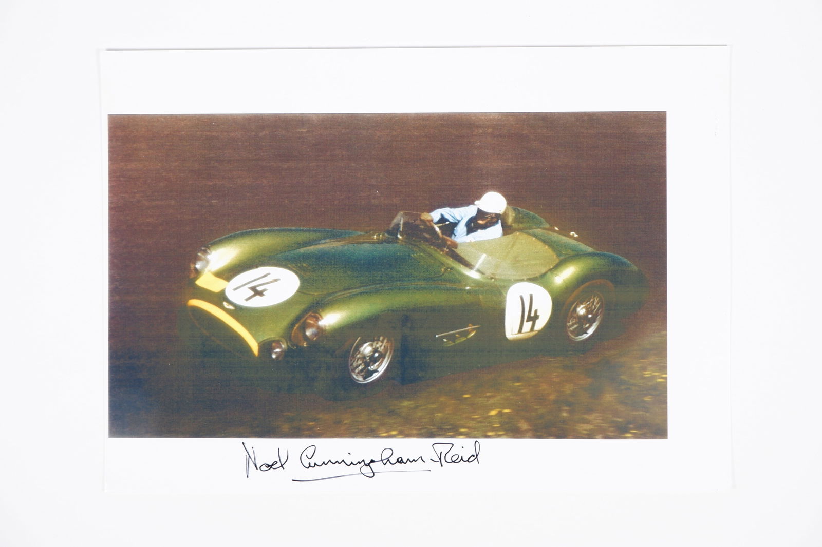 ASTON MARTIN: Image of Noel Cunningham-Reid racing the Aston Martin DBR-1. Cunningham-Reid Signature (1 of 2)