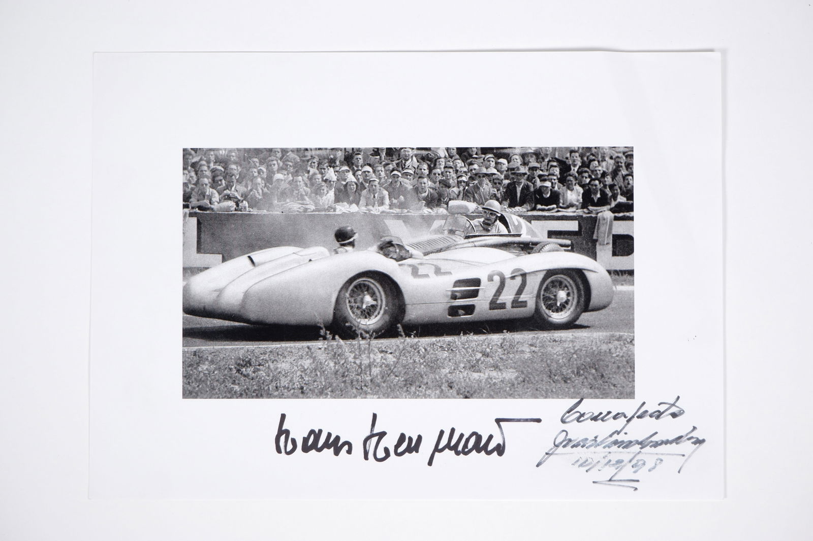 GONZALEZ/HERMANN: Image depicting Hermann in a W196 and Gonzalez in a Ferrari 553. Driver signatures (1 of 1)