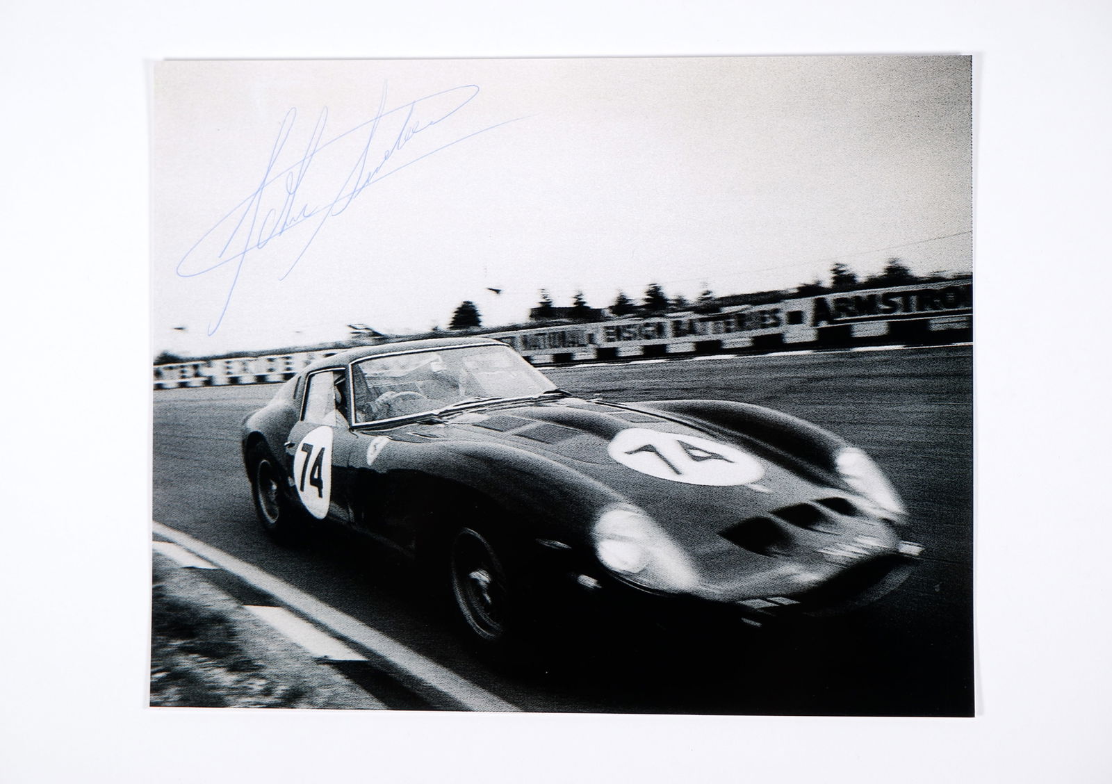 SURTEES: Image of Surtees racing a Ferrari 250 GTO, 1962 Peco Trophy. Surtees signature (1 of 1)