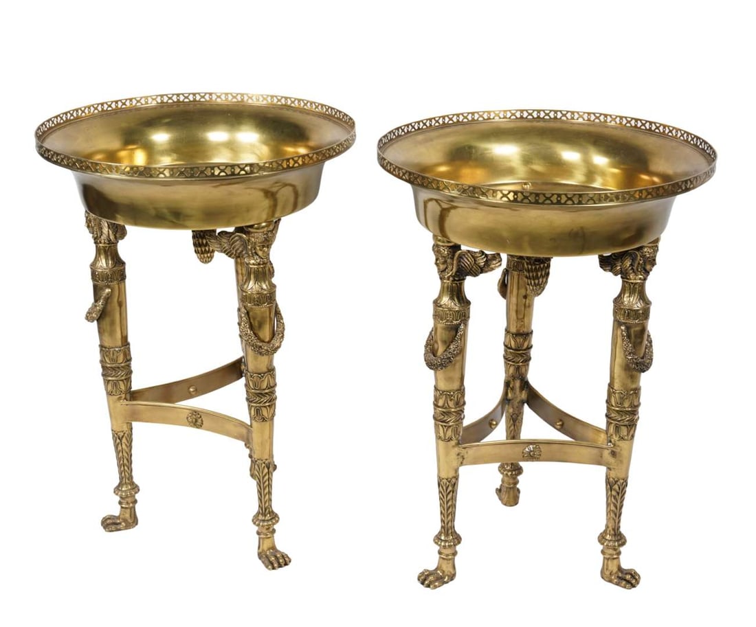 A pair of Empire style brass gardiniere stands (1 of 5)
