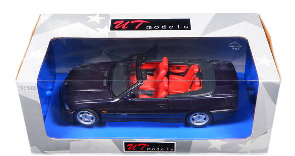 BMW: A 1:18 scale UT models BMW M3 Convertible. Techno-Violet: BMW: A 1:18 scale UT models BMW M3 Convertible, Techno-Violet, burgundy interior, opening features, engine detail, silver wheels; housed in original display box.