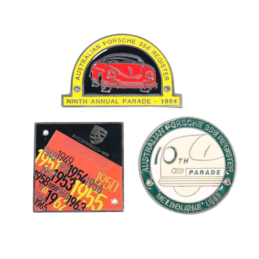 356 REGISTER: Three Australian Porsche 356 register car grill badges. 1994, 1995 & 2012 (1 of 1)