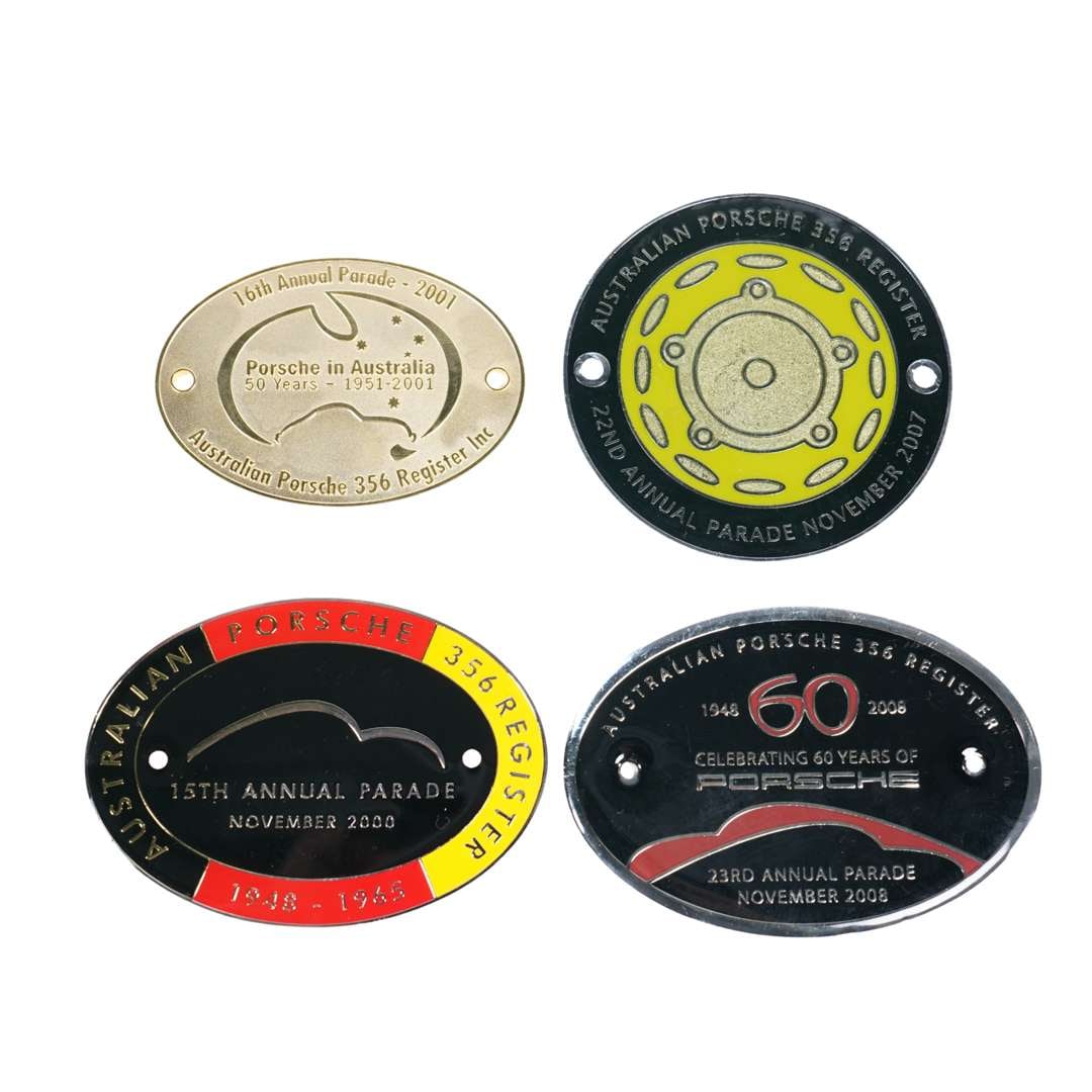 356 REGISTER: Four Australian Porsche 356 Register Annual Parade badges. 2000, 2001, 2007 & 2008 (1 of 1)