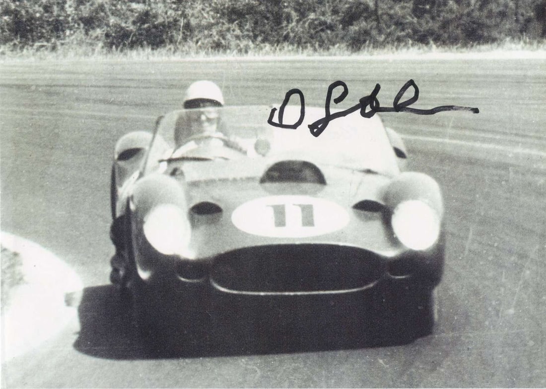 GENDEBIEN: Image of O.Gendebien racing a Ferrari 250TRI/60 at Le Mans, 1960. Gendebien signature (1 of 1)