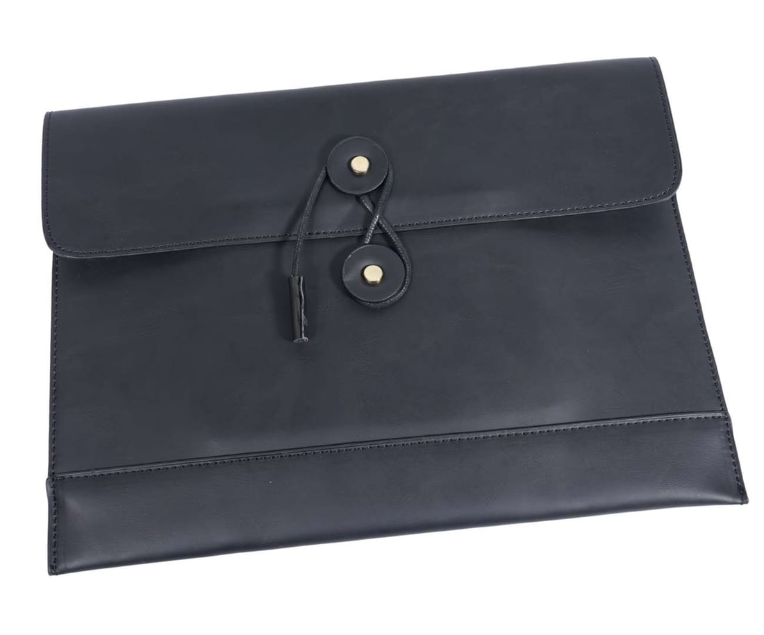 DRIVERS WALLET: A unused black leather drivers wallet: DRIVERS WALLET: A unused black leather drivers wallet, two pockets, one with an internal zip pocket; wallet with dimensions of 34cm wide, 25cm high.