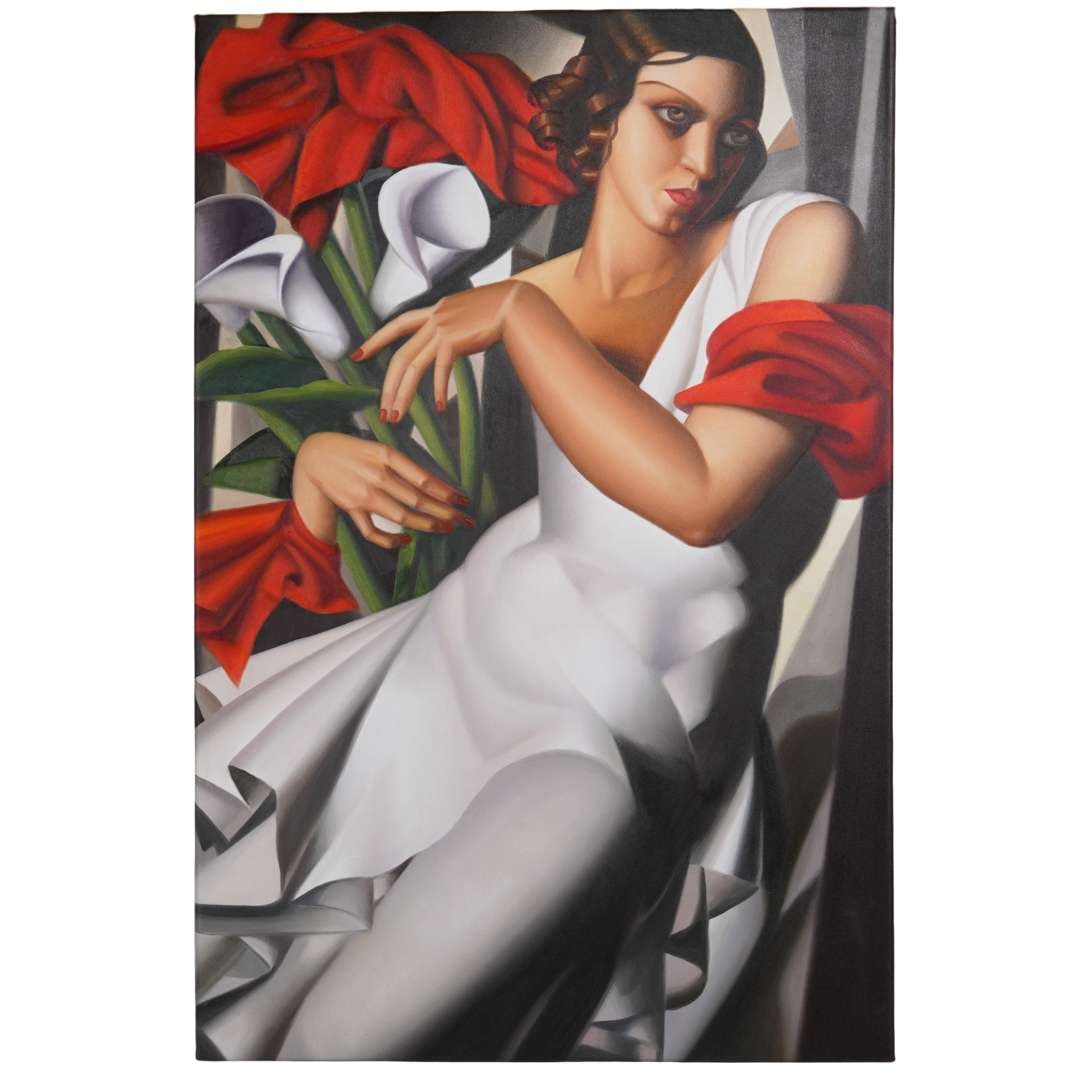 AFTER TAMARA DE LEMPICKA (1898-1980), Portrait of Ira Perrot: AFTER TAMARA DE LEMPICKA (1898-1980) Portrait of Ira Perrot oil on canvas 90x 60cm unframed
