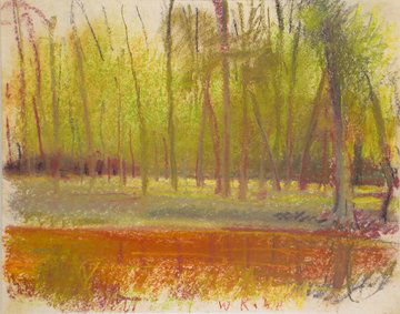 WOLF KAHN AMERICAS FOREMOST LANDSCAPE PAINTER: Title: Muddy Brook in Michigan Woods #2184 Medium/Date: Pastel on paper 1991 Size: 11 x 14 inches 27.94 x 35.6 cm Signed: Signed Kahn inv. #2184 Provenance: Provenance: From th Artist; Grace Bor