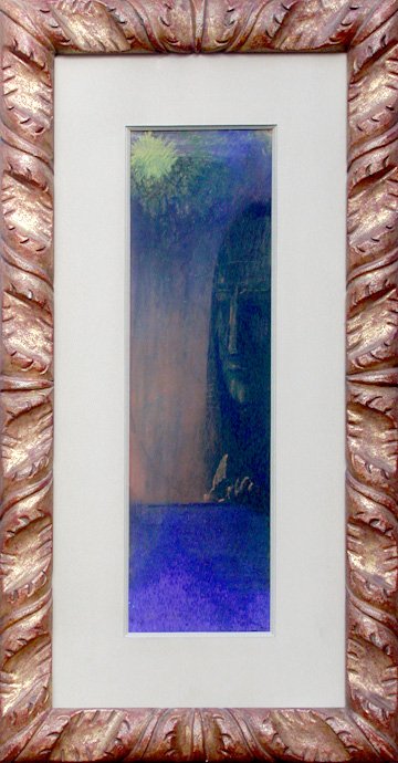 028: ODILON REDON (FRENCH, 1840-1916): Artist: ODILON REDON (FRENCH, 1840-1916) Title: Le Sphinx Medium/Date: Pastel on paper, circa 1880 Size: 16.12 x 4.62 inches 40.94 x 11.73 cm Signed: Initialed lower left, Od.R. Provenance:
