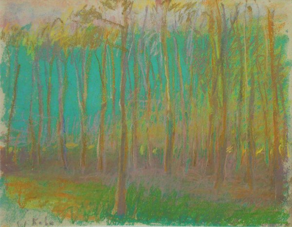 074: WOLF KAHN GERMAN/AMERICAN, 1927): Artist: WOLF KAHN GERMAN/AMERICAN, 1927) Title: Alders #1901-1991 Medium/Date: Pastel on paper, 1991 Size: 11 x 14 inches 27.94 x 34.3 cm Signed: Signed lower left Provenance: Provenance: F