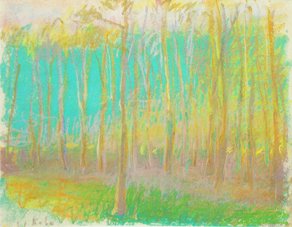 WOLF KAHN (GERMAN/AMERICAN, 1927): Title: Alders #1901-1991 Medium/Date: Pastel on paper, 1991 Size: 11 x 14 inches 27.94 x 34.3 cm Signed: Signed lower left Provenance: From the Artist; Vered Gallery East Hampton NY; Private collector