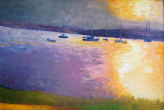 WOLF KAHN (GERMAN/AMERICAN, 1927): Title: EARLY MORNING IN MARTHA'S VINEYARD (The lagoon) Medium/Date: oil on canvas 1997 Size: 23 x 36 inches 58.4 x 91.4 cm Signed: Provenance:From the Artist; Vered Gallery, East Hampton NY; Private