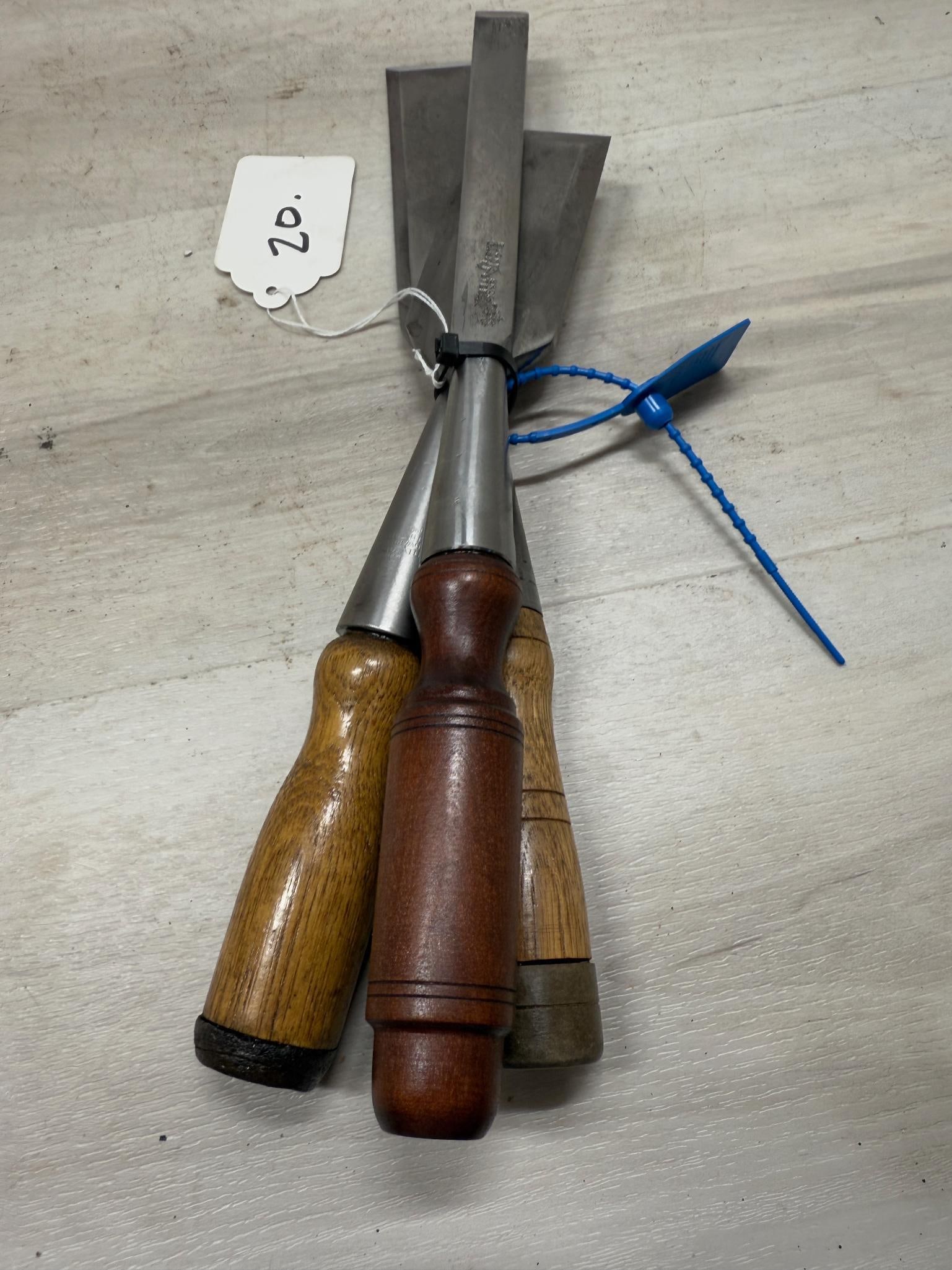 3 CHISELS - 2" PS&W, 2" UNION, 3/4" BUCK MORTICE: Load-out Pick up for all online purchases for Antiques & collectibles is Monday, Tuesday, Wednesday, February 17th, 18th, 19th At our warehouse location. We do offer shipping on all items shippabl