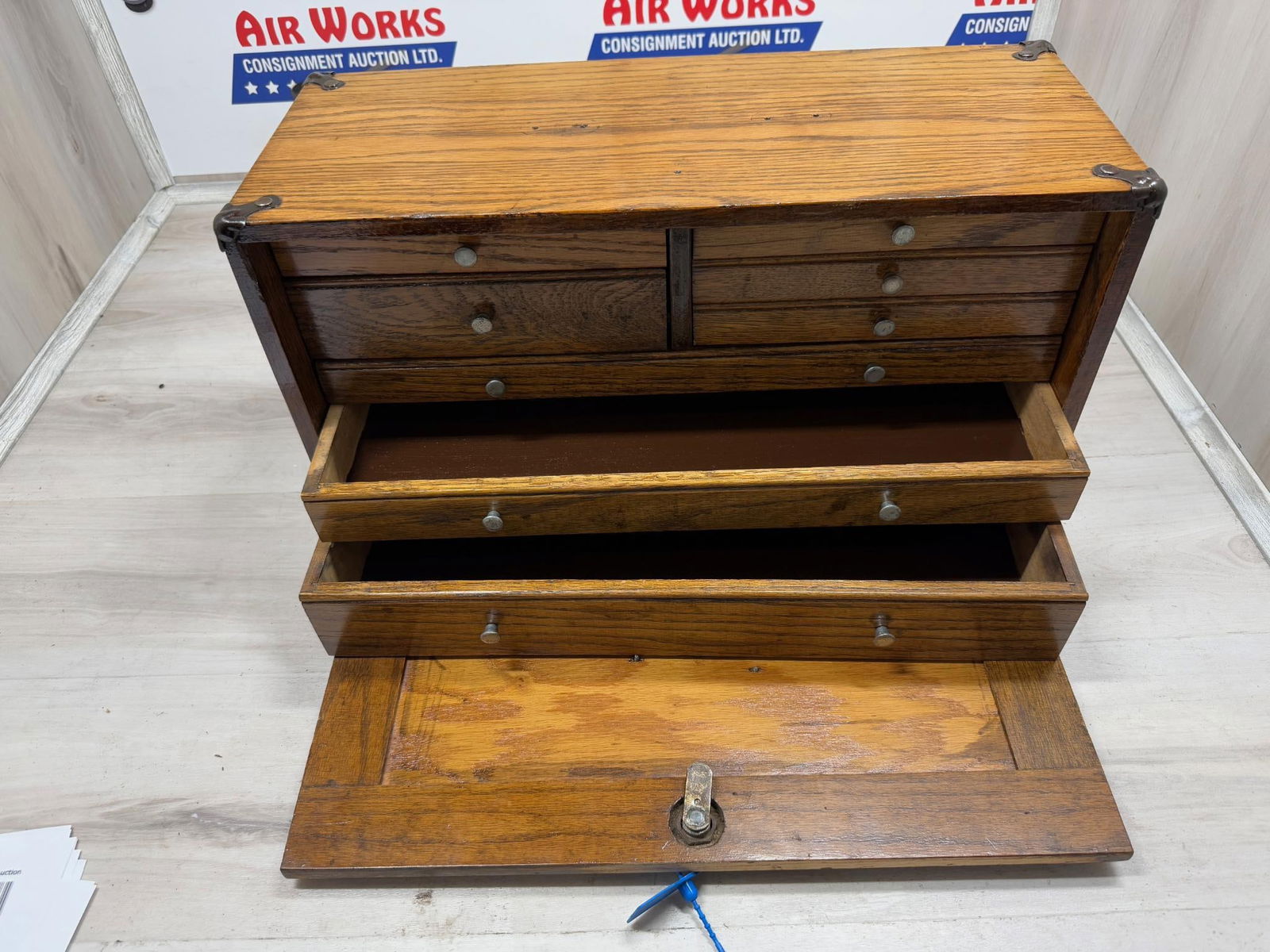 NATIONAL TOOL & CHEST Co. MACHINIST CHEST, 8 OAK DRAWERS (1 of 5)