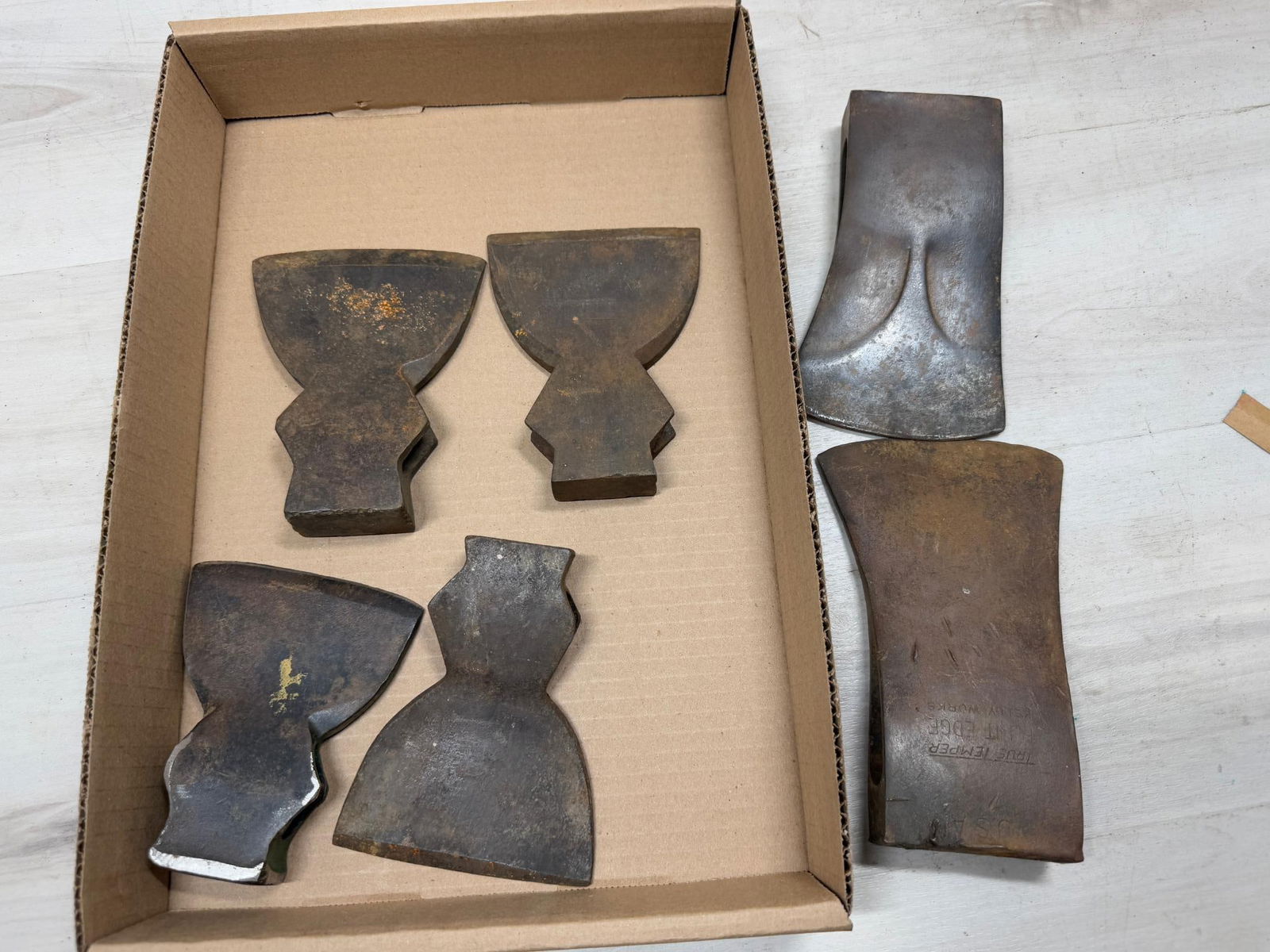 6- Single Bit Heads, incl a True Temper Flint Edge, and 4 hewing hatchet heads (1 of 6)