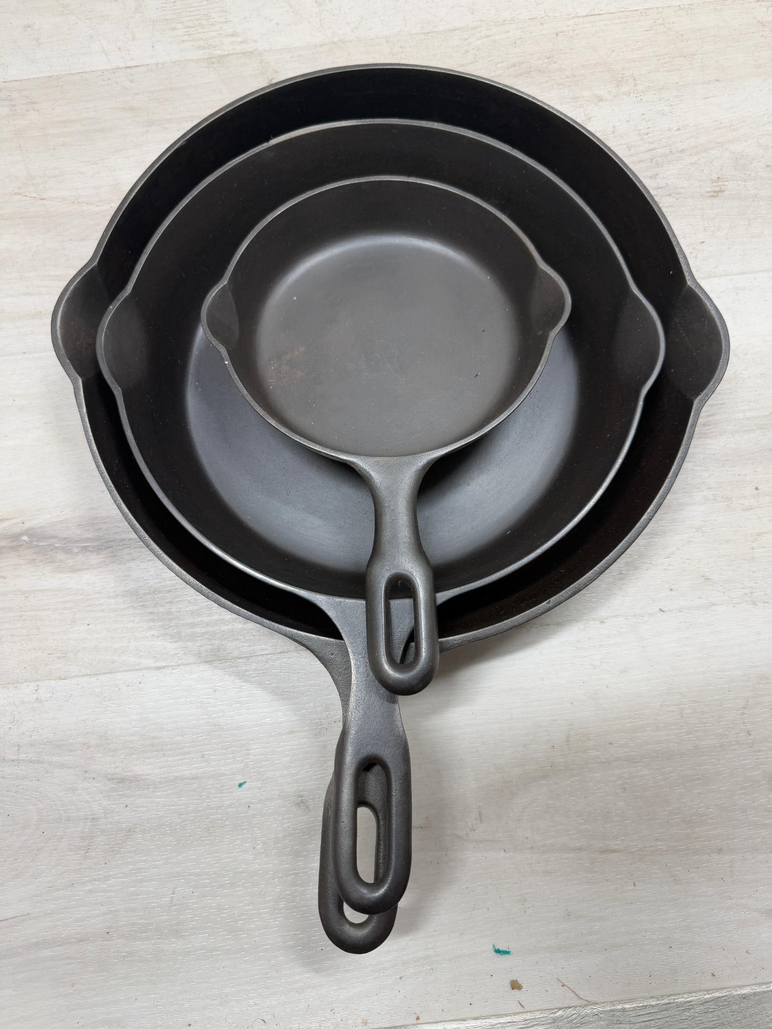 Griswold Iron Mountain Skillet Set, nos. 3,7, and 10, all with heat rings (1 of 7)