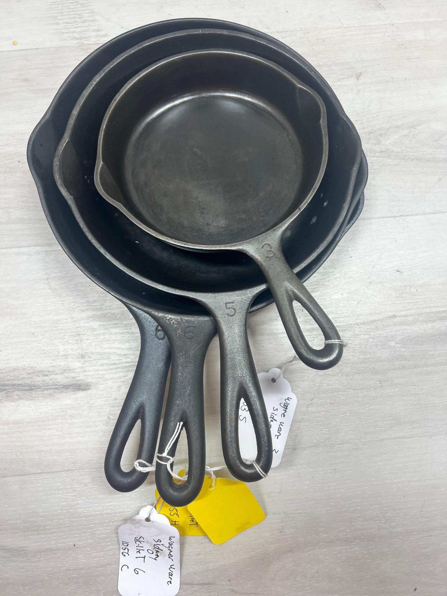 4- Wagner Cast iron skillets, 3,5 and 2- no. 6 (1 of 9)